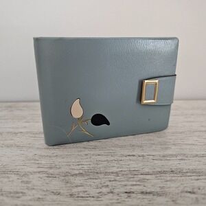 Vintage Blue Gray Women's Wallet with Gold Accent